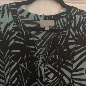 Pure Collection Black & Mint Palm-Print dress